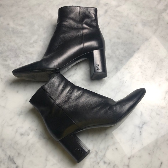 Yves Saint Laurent Shoes - Yves Saint Laurent Women's Black Leather Ankle Boots